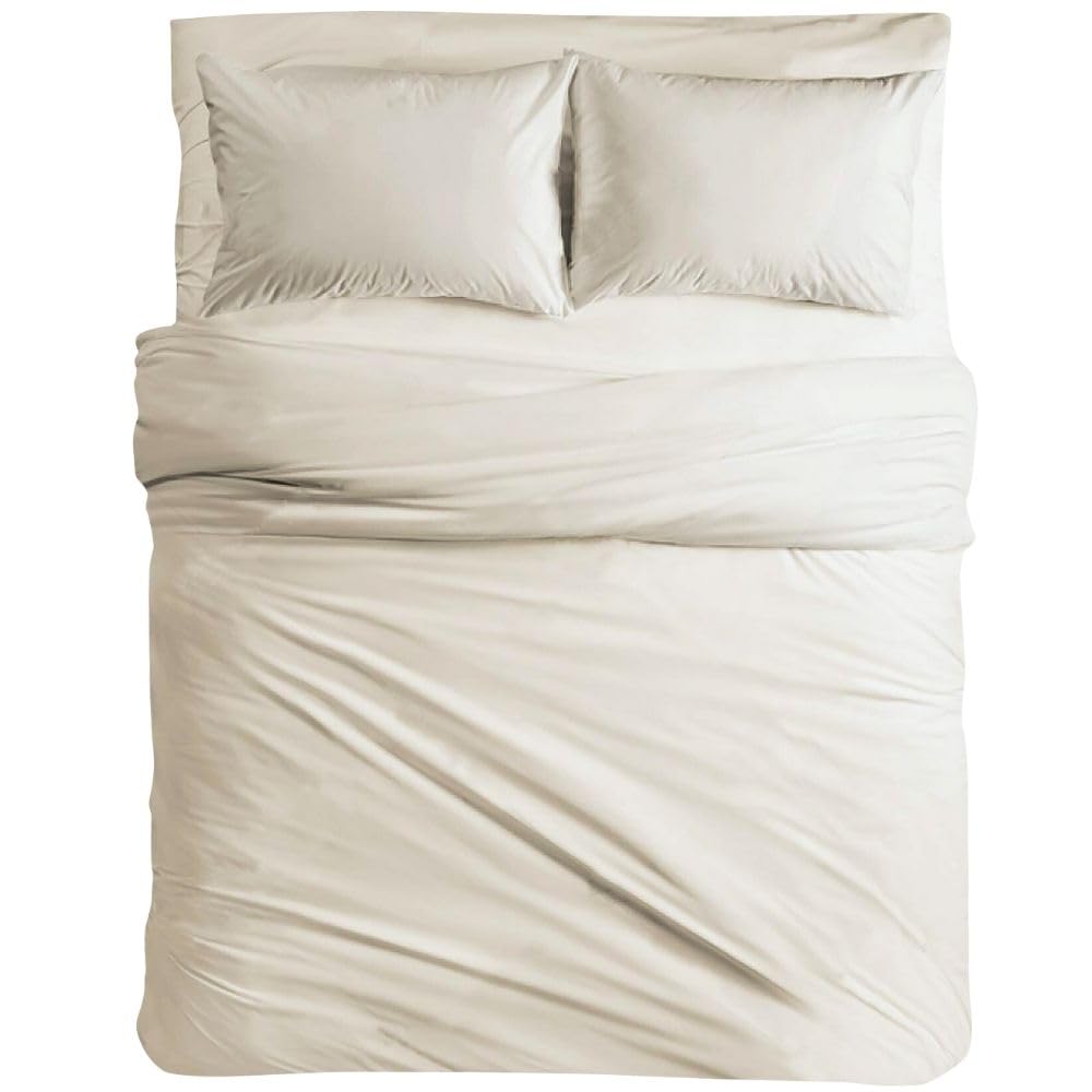 MAXIME MAISON - Sabanas 180x200 Algodon (Crema) Juego de Sabanas, Bed Sheets, Juego Sabanas 4 Piezas (Sábana Bajera, Sábana Plana y 2 Fundas de Almohada) Sabanas Refrescantes Made in Italy