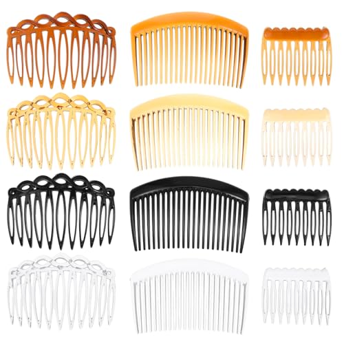 12 Stück Haarkamm zum Stecken Französische Seitenkämme French Side Hair Combs Vintage Dekorativer Steckkamm Kunststoff Twist Steckkamm Haare Einsteckkamm Haare Zubehör für Frau Dame Dickes Feines Haar