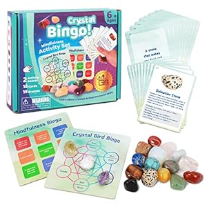 GiftAmaz Mindful Rock Bingo Game | Gemstones & Crystals Board Game for Kids | Rocks and Minerals Collection | Educational STEM Cardboard Toys for Teens | Mindful Science Kit Birthday for Ages 6+