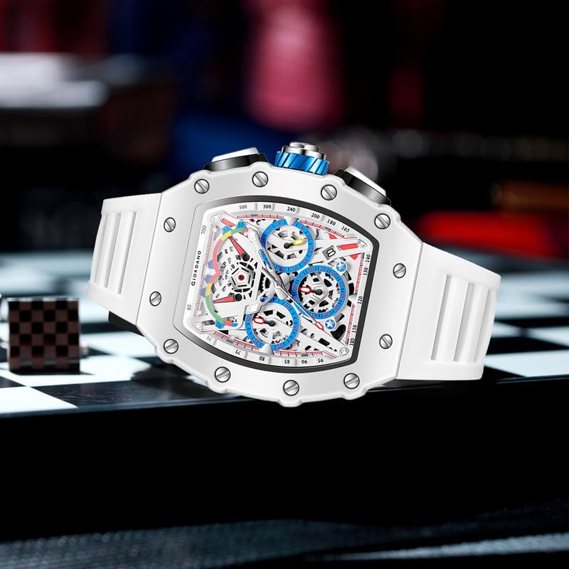 Image of Giordano Multifunction Watch for Men with Day, Date, and 24-Hour Sub-Dial, Water Resistant Square Dial Unique Design