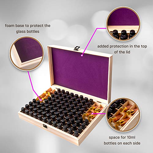 Unique Essential Oil Storage Box Organizer Large 100 Bottle - Holds 5-15ml & 10ml Roller Bottles (Removable Space For 2oz - 4oz Bottles) Free Bottle Opener & 192 EO Labels Protective Foam Base - Thumbnail 2