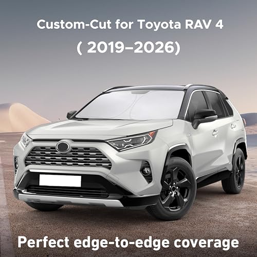 Image of EcoNour Windshield Sunshade Compatible for Toyota RAV4 2019-2024 2025,2026 LE, XLE, Premium, XSE, Limited, SE, TRD Off-Road, Sun Visor for Front Window Sun Shade Cover, UV Protector, Car Accessories