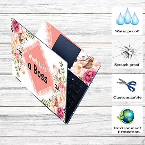 Image of Floral-D15 Top+Wrist Pad Vinyl Laptop Skin /Sticker /Cover for 17 to 17.3 Inches Laptops Laminated-Removable-HD Quality Compatible for Hp-Dell-Sony-Lenovo-Asus etc.(16.5x11 Inches)