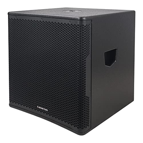 Image of Sound Town Oberon Series 15 inch 1400W Powered PA /DJ Subwoofer with Class-D Amplifier, LPF and Selectable DSP Output Modes, 4 inch Voice Coil, 100 oz Magnet, Birch Plywood, Black (OBERON-15SPW)