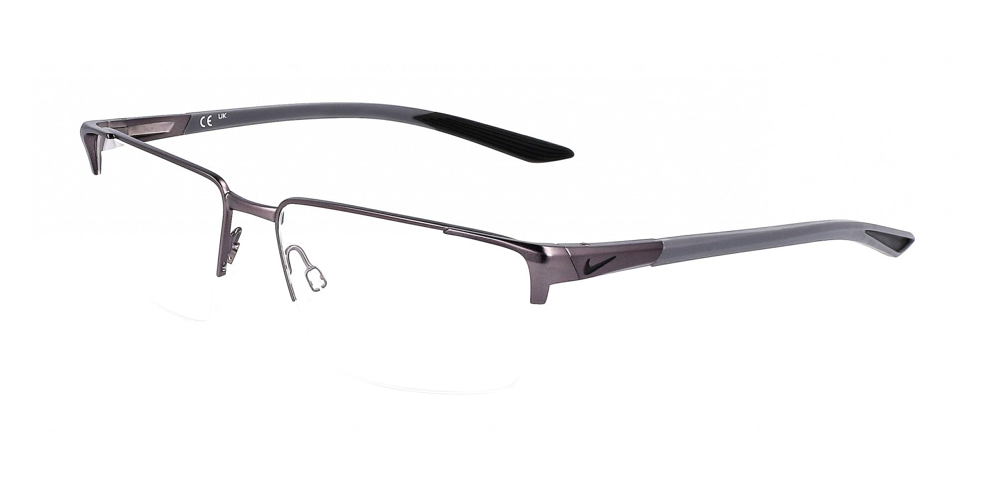 Nike Gray Glasses, Unisex, 55 Mm, Sunglasses Frames In Satin Gunmetal