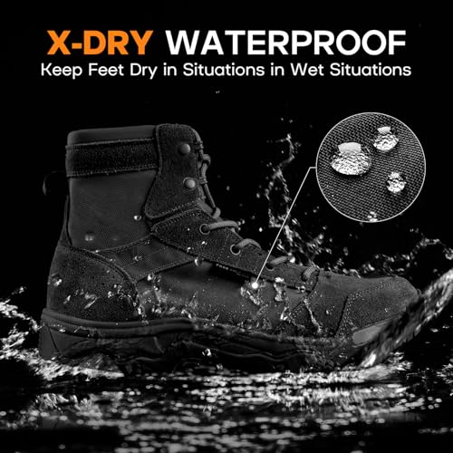 FREE SOLDIER Men's Tactical Hiking Boots 6 Inches Lightweight Breathable Work Boots Military Desert Boots(Black 10)3
