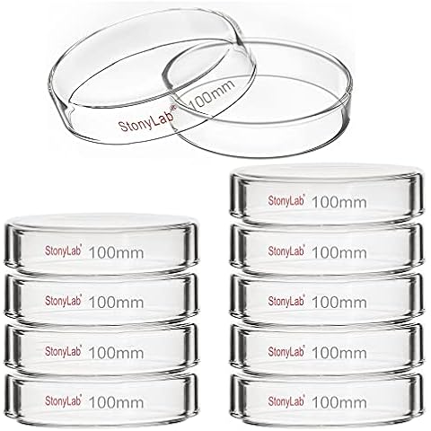 StonyLab 10pk Autoclavable Glass Petri Dishes Cover