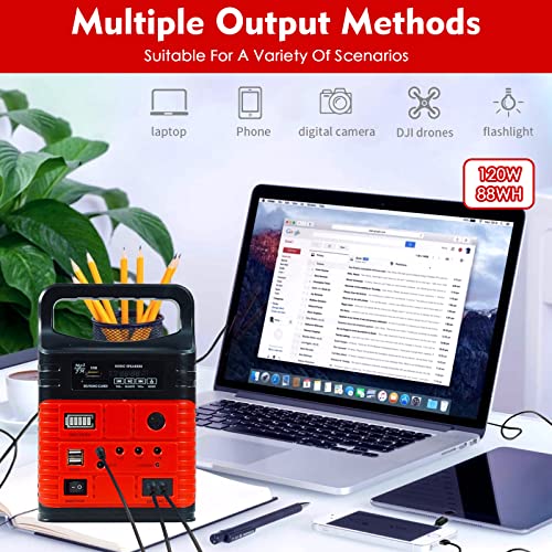 Solar Generator - Portable Power Station for Emergency Power Supply,Portable Generators for Camping,Home Use&Outdoor,Solar Powered Generator With Panel Including 3 Sets LED Light (Red) - Image 3