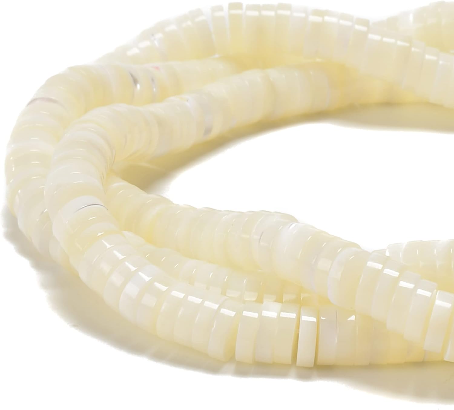 Iridescent White Mother of Pearl MOP Shell Heishi Disc 2x6mm 15.5'' Strd for Jewelry Making