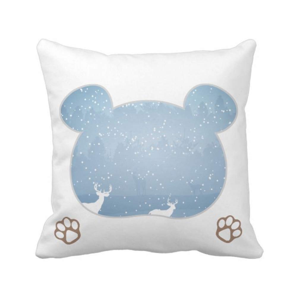 Housse de coussin cerf forêt enneigée taie carrée déco hiver