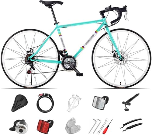 Bicicletta da Strada 700C per Uomo Donna, Bicicletta da Corsa con Freno a Disco 24/27/30 velocità, Telaio in Acciaio ad Alto Tenore di Carbonio, Bici da Città da Pendolarismo Black,L-24 speed