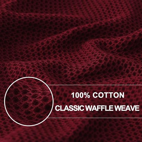 Image of Homaxy 100% Cotton Waffle Weave Kitchen Dish Cloths, Ultra Soft Absorbent Quick Drying Dish Towels, 12 x 12 Inches, 8-Pack, Burgundy