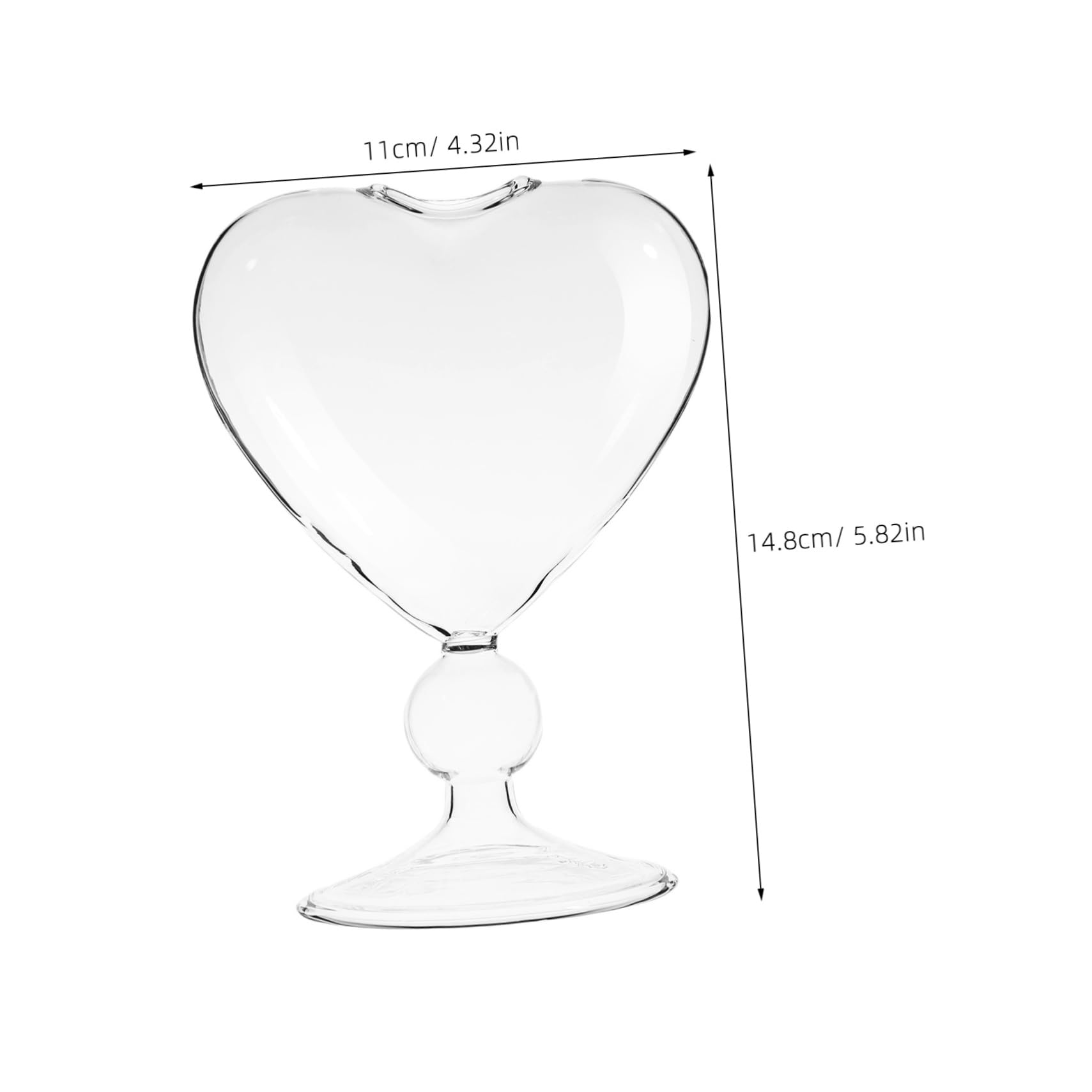 Cabilock 2Pcs Heart Shape Goblet Glasses Stylish Cocktail Cups for Parties Weddings Creative Love Design present for Friends Family Elegant Transparent Drinkware