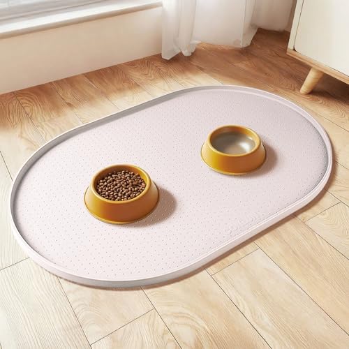 Conlun Napfunterlage Hund,1,2cm Hohe Ränder Futtermatte Katzen zur Vermeidung von Verschüttungen,BPA-Freie Silikonmatte mit Rand Gummi-Hundenapf...
