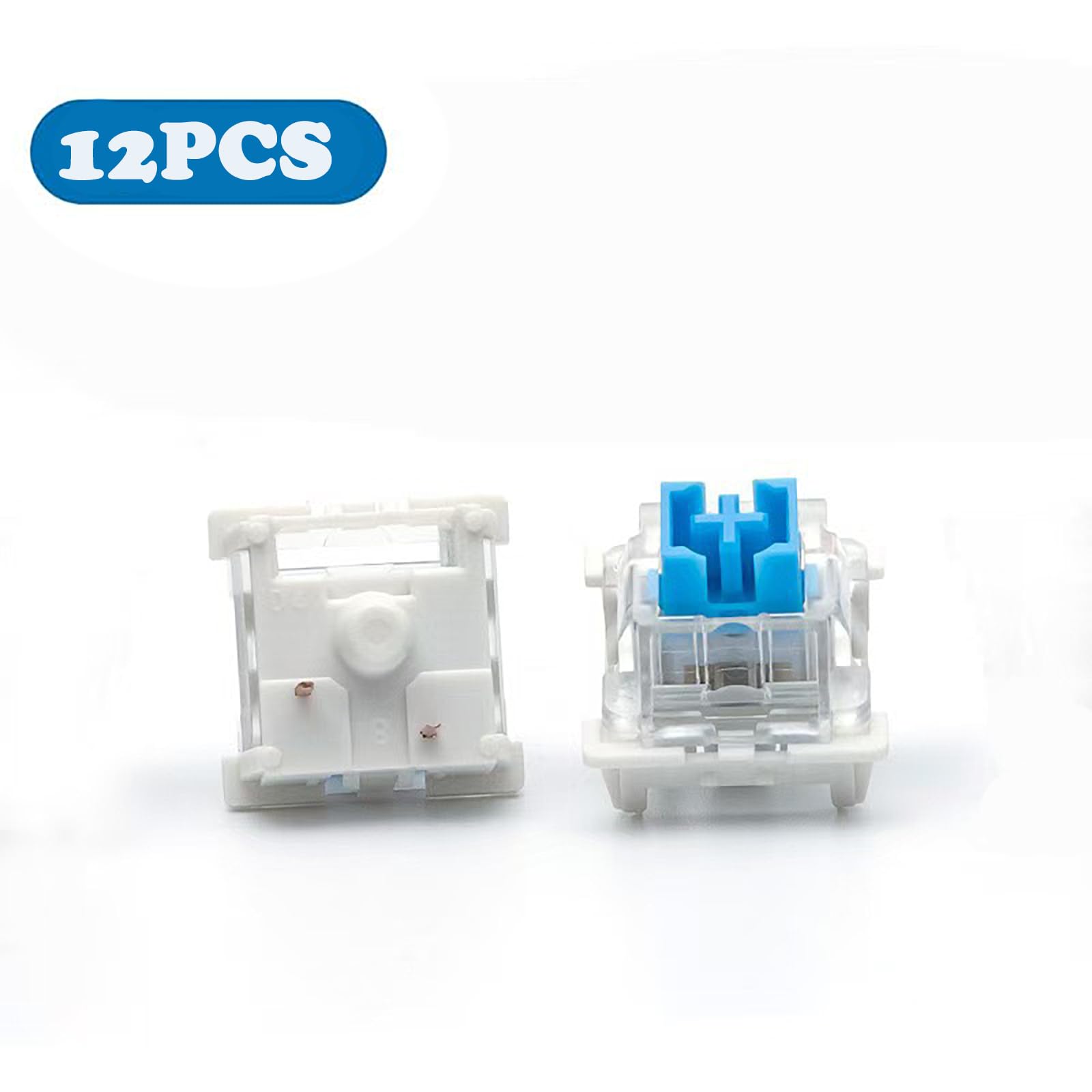 Dmopipp Keyboard Switches, 12PCS Blue Keyboard Clicker Replacement 3 PIN Mechanical Keyboard Switch Clicky Accurate Typing, Dustproof Keyboard Switches for LED Mechanical Gaming Keyboard