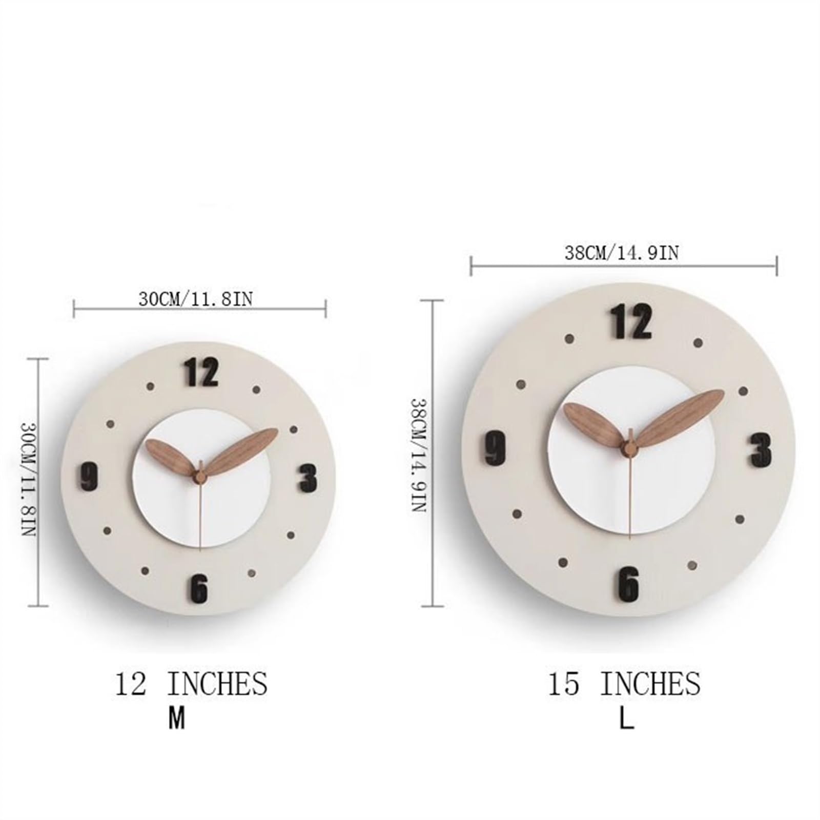 Reloj Cocina Reloj de Pared silencioso Color Crema Simple for Sala Estar sin Perforaciones(Medio)