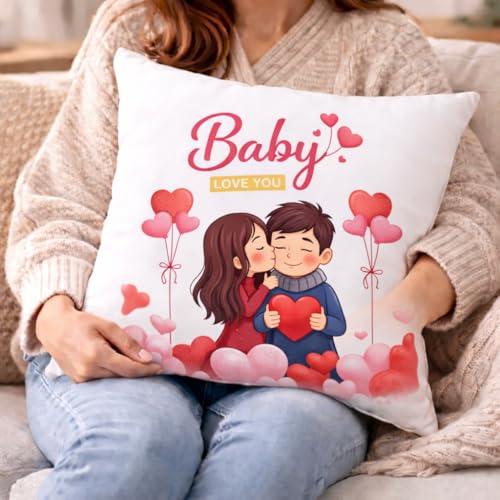 Image of Premium Throw Pillow Cushion | Romantic Love Gift for Wife, Husband, Girlfriend & Boyfriend | Anniversary, Birthday & Valentine's Day | 16x16 inch with Premium Filler - True Love