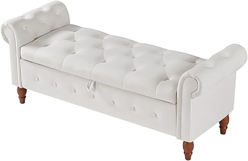 AOOWOW Banco de almacenamiento para dormitorio extremo de la cama cama enrollada tela de lino armado sofá otomano banco largo ventana sentado AOOWOW Banco de almacenamiento para dormitorio extremo de la cama cama enrollada tela de lino armado sofá otomano banco largo ventana sentado