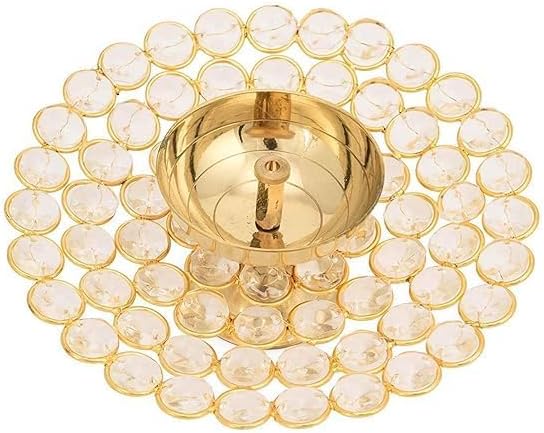 KUMKUM Fashions Indian Round Crystal Akhand Diya Deep Oil Lamp for Home Temple Diwali Puja Decor | Diwali Gift Wedding GiftDecor (15)