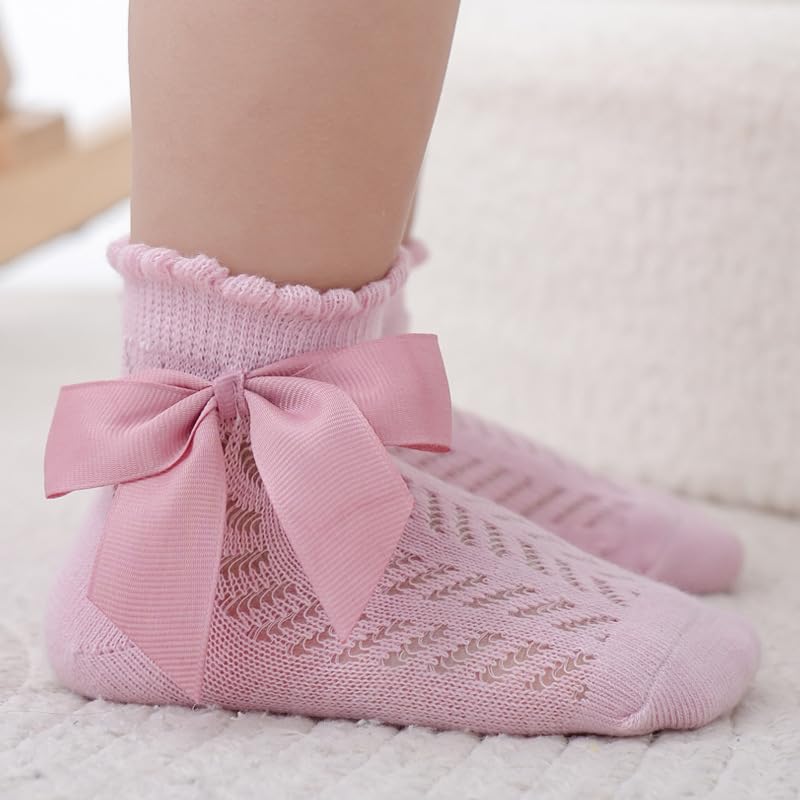 Toptim Baby Girl Socks Infant Toddler Elastic Mesh Socks with Bow2