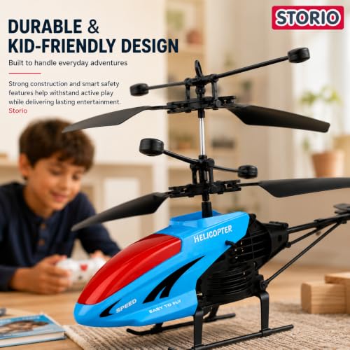 Image of Storio Remote Control Helicopter for Kids | RC Helicopter Toy, Hand Sensor Auto Lift, Easy Up & Down Control, USB Rechargeable, LED Lights