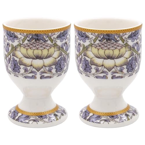 The Leonardo Collection - The Leonardo Collection Lodden Egg Cups by William Morris | Porcelain Soft-Boiled Egg Holders | Classic Arts and Crafts Floral Design | Elegant Breakfast Tableware | Traditional British Gift Set - -9%