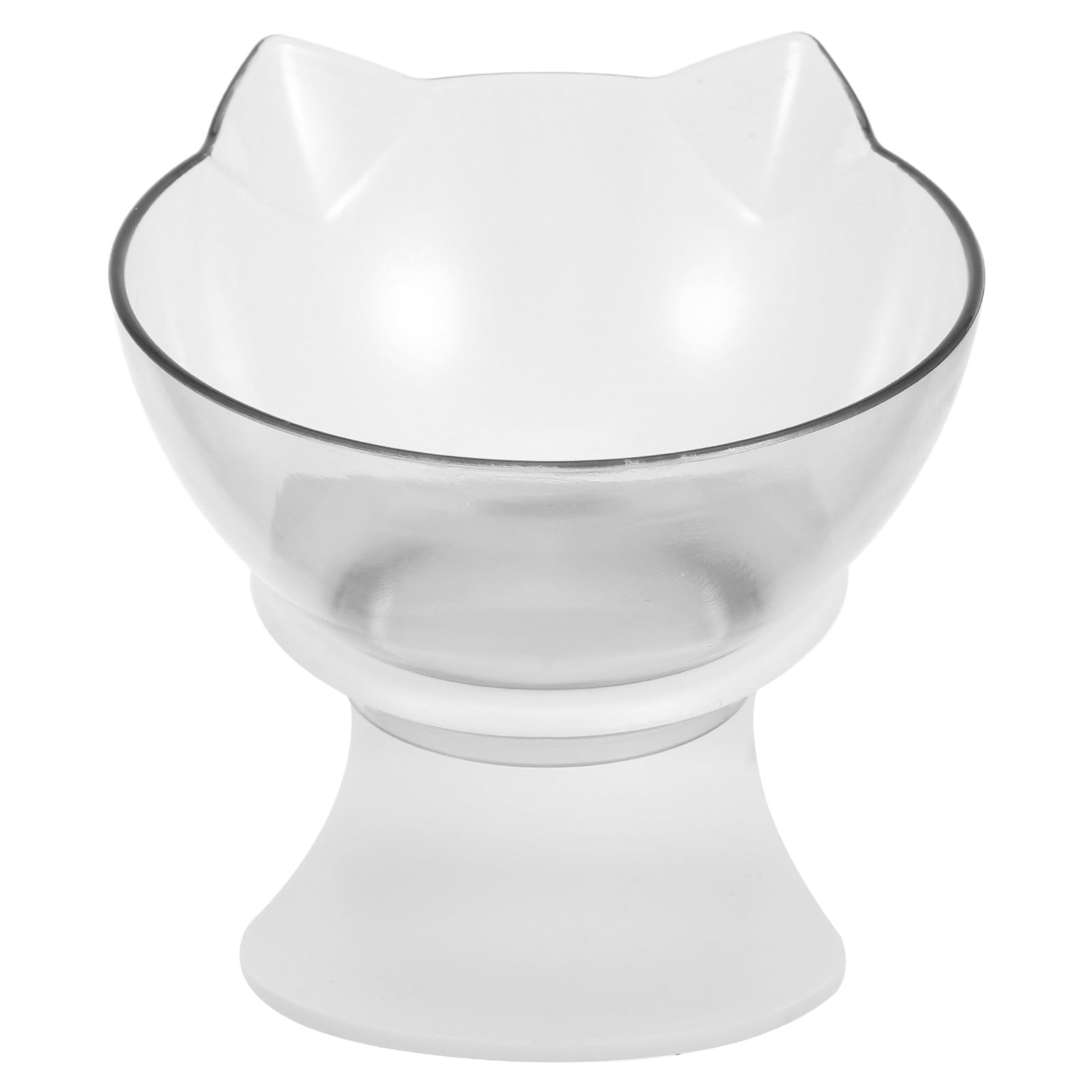 Sosoport Tilted Cat Bowl with 15 Degree Slant Transparent Raised Pet Feeding Dish Easy to Clean Protective Neck Design for Cats Food and Water