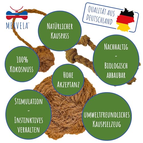 MERVELA® Kauseil aus 100% Kokosnuss-Wolle für Hunde – Natürliches, biologisches Kauspielzeug, Zahnpflege & Langlebig – Für alle Hundegrößen geeignet (XL (3,5X45cm))