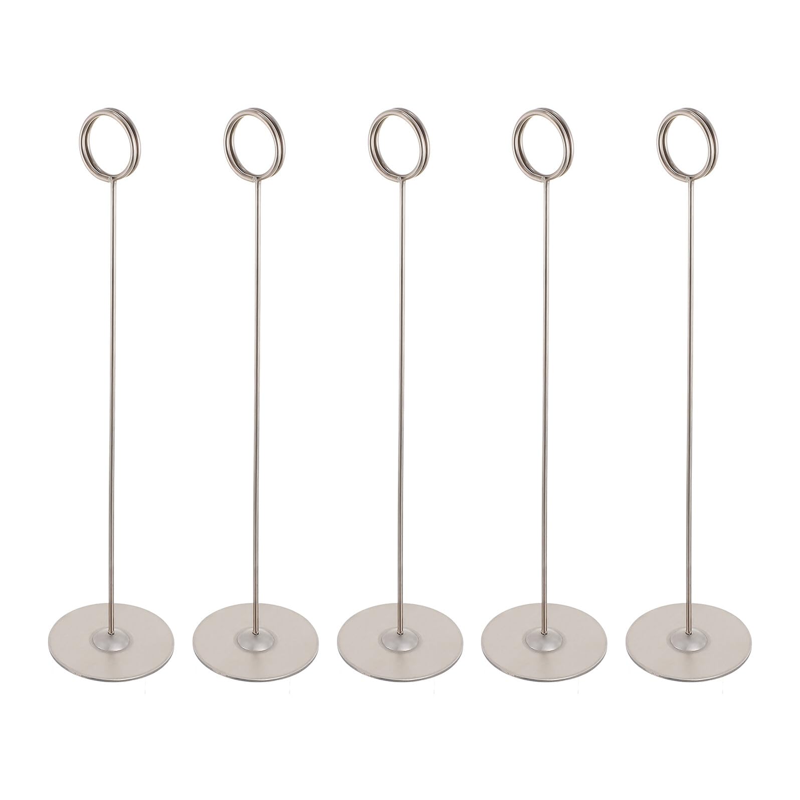 Housoutil 5 Pièces Lot de Porte-Cartes de Table Acier Inoxydable Épais Support Stable pour Numéros de Table Menus Cartes de Commande pour Mariage Anniversaire et Fêtes