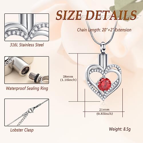 Minicremation Cremation Urn Necklace for Ashes Cremation Jewelry Heart Urn Necklace for Women Girls Birthstone Memorial Jewelry Pendant for Ashes for Human Pet - Image 2