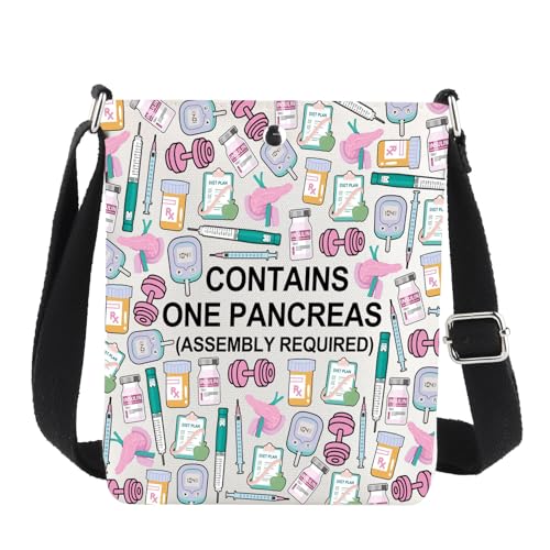 KEYCHIN Diabetes Warrior Crossbody Bag Diabetes Supply Bag Contains One Pancreas Gifts Diabetes Awareness Shoulder Bag