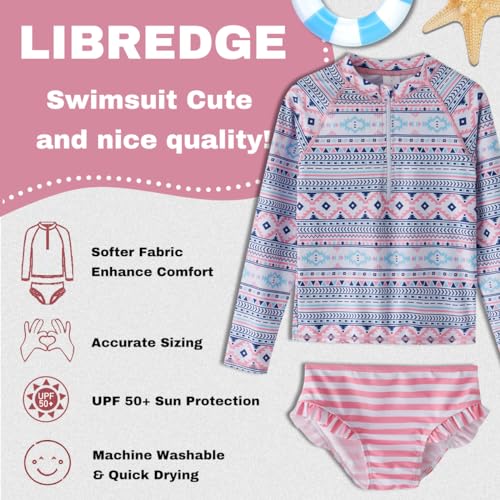 Image of Toddler Girls Swimsuit Rash Guard Sets 2-Piece Bathing Suits UPF 50+ Summer Kids Swimwear 2-7T