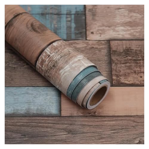 Papel pintado de madera verde azulado autoadhesivo e impermeable para muebles