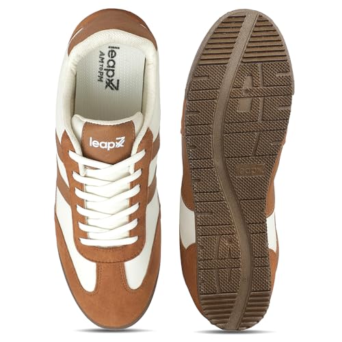 Image of Liberty LEAP7X DECIAN-4E Sneakers for Men - Red & Brown Lace-Up Casual Shoes | Memory Foam Cushioned Insole, Lightweight Low-Profile Sneakers, Walking, College, Travel & Casual Outings