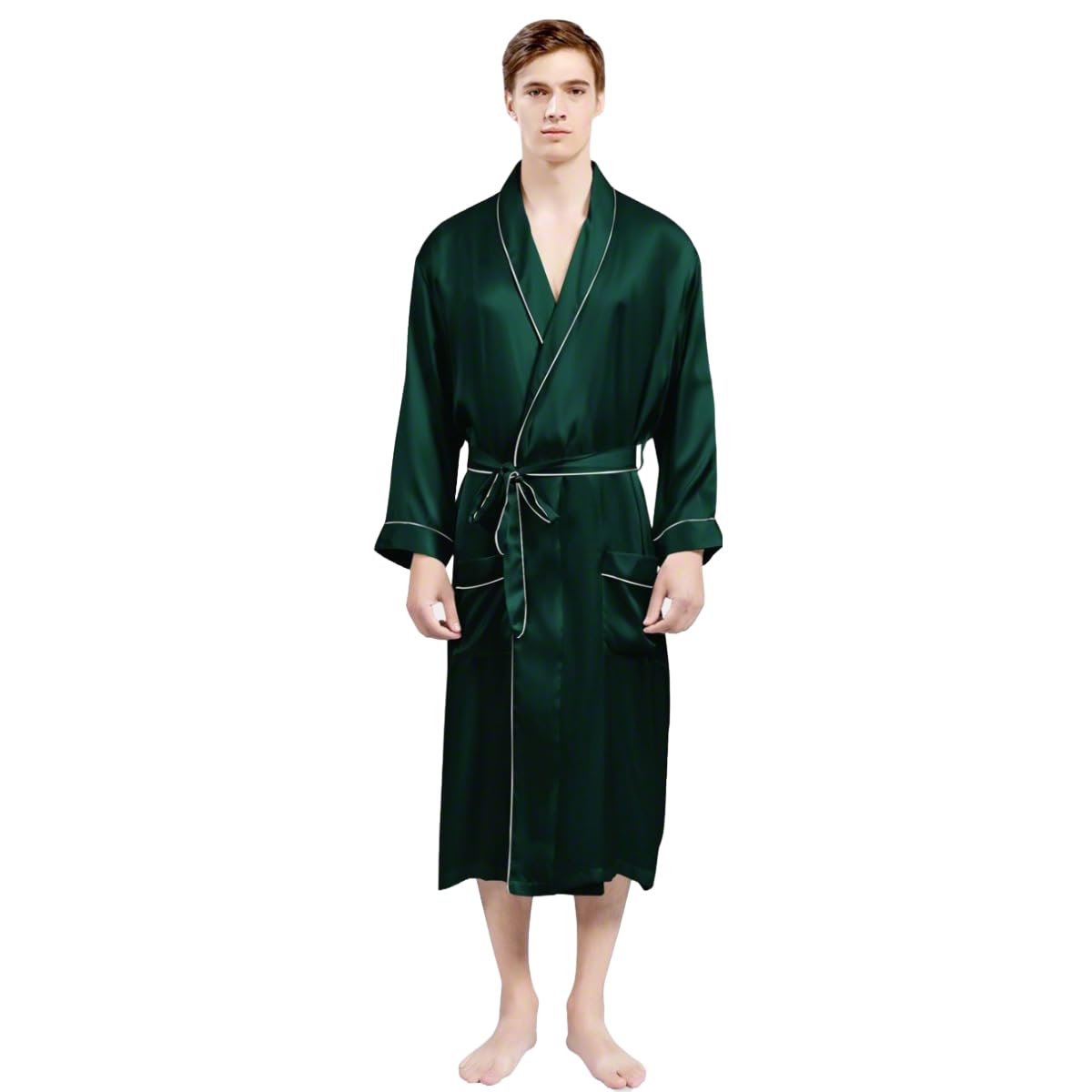 Luxury Satin Robe for Men with Piping