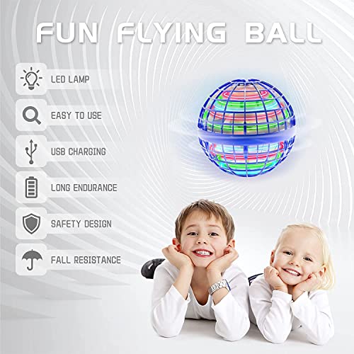 Flying Ball Toy Globe 360°Rotating Hand Controlled Flying Orb Ball Toys Magic Led Lights Controller Mini Drone Flying Toy Boomerang Fly Spinners For Kids Adults Indoor Outdoor (Blue) #TOP1