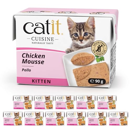 Catit Cuisine Chicken Mousse Kitten Complete Wet Cat Food Grain Free Wet Cat Food Smooth Protein-Rich Meal for Kittens 90g Tetra Pack x12
