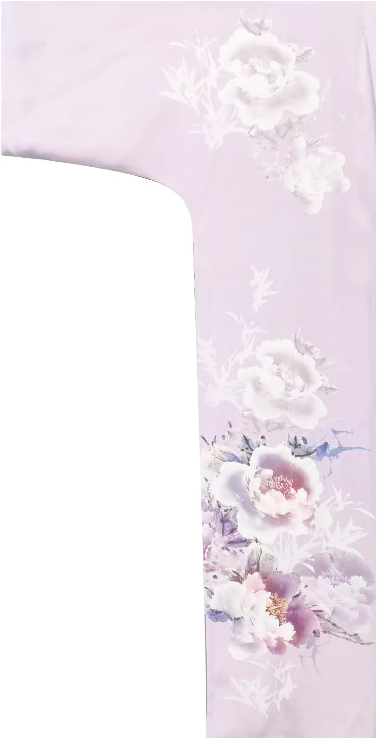 Women's Classic 100% Silk Kimono Robe, Bathrobe—Printed Pattern - Image 4