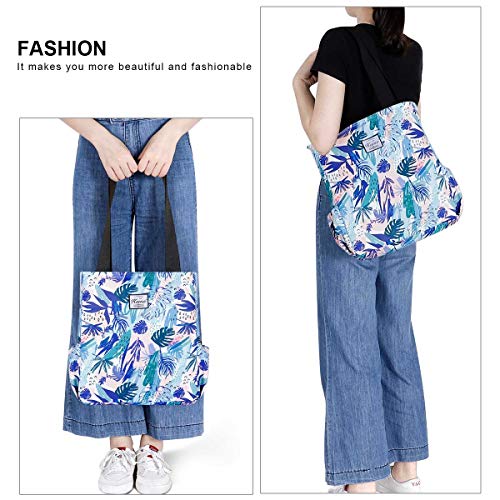 Image of KAMO Floral Tote Bag - Waterproof Lightweight Handbags Travel Shoulder Bag for Hiking Yoga Gym Swimming Travel Beach