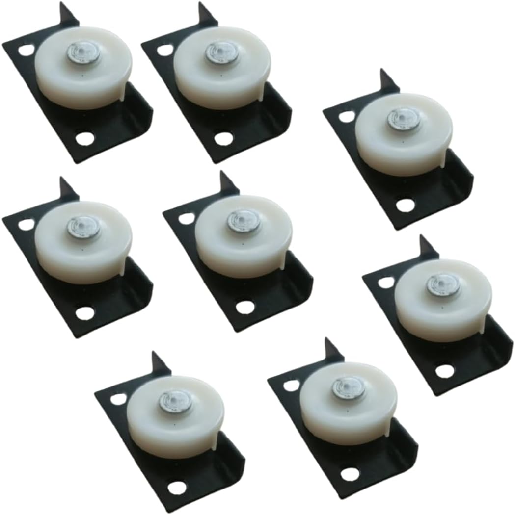 DEEGAAMART Rolling Steel Ply plate Caster Wheel for wardrobe,Furniture, COLOR:-Brown Cabinet Door Hanging Wheels,Furniture Caster Sliding Roller, Delrin Wheel Without Bearing (2 Set,8 Pieces)