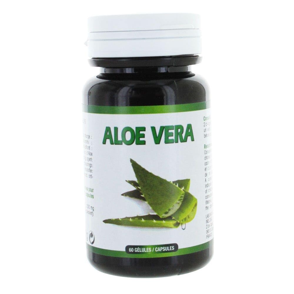 NUTRI EXPERT Aloe Vera Favorise le Confort Digestif 100% Extrait de Suc d’Aloe Vera Soutient la Santé Gastro-intestinale sans Gluten ni Allergène, Convient aux Végans 60 Gélules Végétales