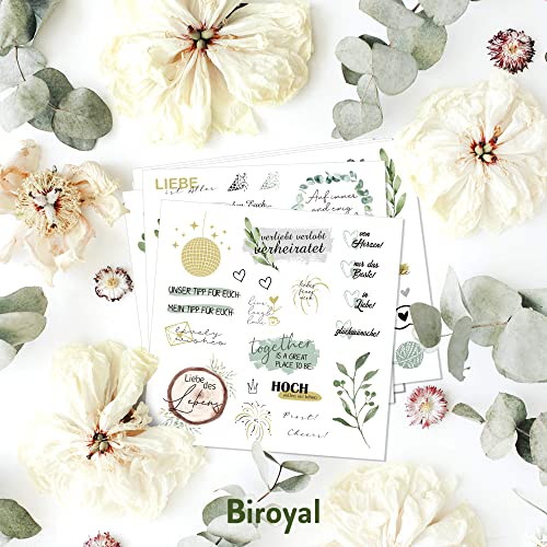 BIROYAL Wedding Stickers (200+ Designs), 8 Pages, Vinyl, Heart, Red, Waterproof, Romantic, Playful, Chrome Finish, Scrapbook - Image 2