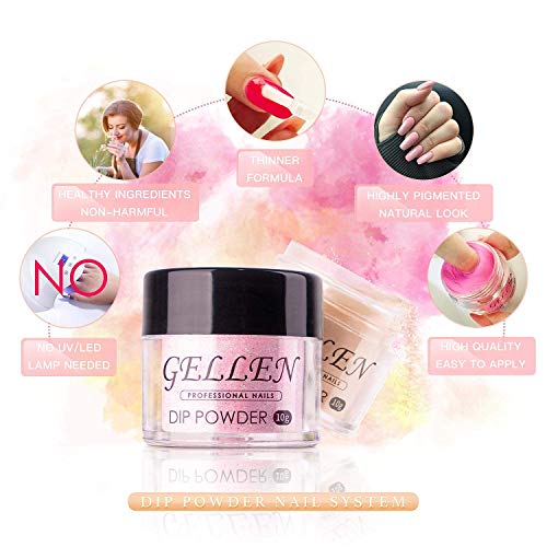 Gellen Dip Powder Nail Kit, 12 Colors Acrylic Dipping Powder Nail Kit, Rose Lavender Nail Dip Powder Colors - Pink Red Purple Glitter Dip Manicure #TOP6