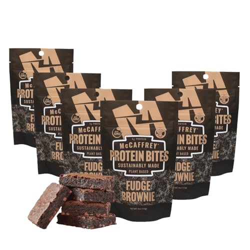 McCaffrey Protein Bites – Fudge Brownie Flavor – 6 Multi-Serving 4oz Bags – 4g of Protein per Serving – Gluten-Free, Vegan, High Fiber Energy Snack for Active Families