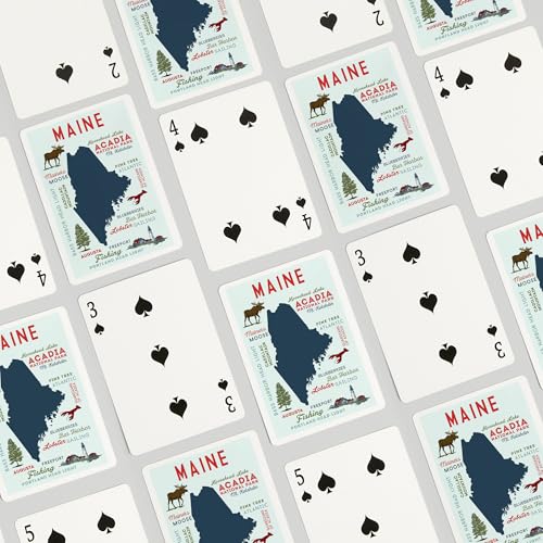 Baraja de cartas tamaño póker, 52 cartas Maine miniatura 4