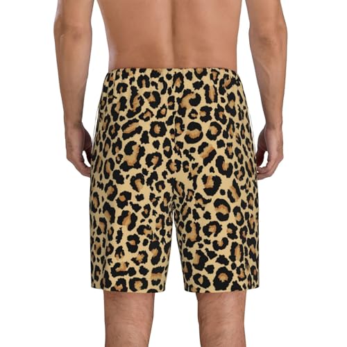 Leopard Print Print Men’s Sleep Shorts Bottoms Soft Comfy Pajama Wear Pants With Drawstring Pockets3