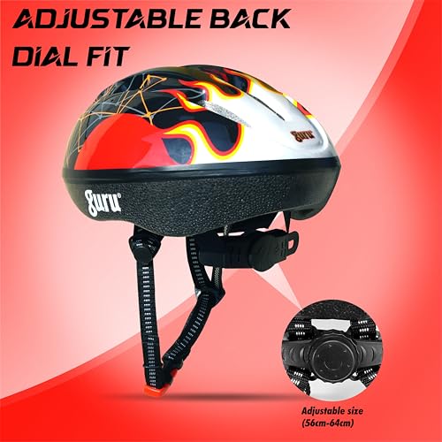 Image of GURU Cycling Helmet, Light Weight with Superior Ventilation, Helmet for Mountain, Road Bike & Skating Helmet with Premium Black EPS Foam Lining, Ideal for Adults and Kids