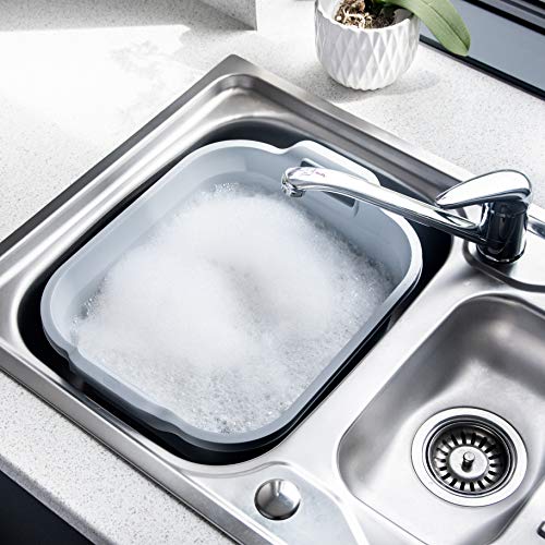 Addis 518355 Eco Made from 100 percent Recycled Plastic Washing up Bowl with twin handle, 9.5 litre, Light Grey