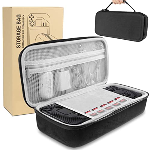 NICEKOOL® Estuche Transporte para Steam Deck - Funda Rígido Almacenamiento para Steam Deck, Estuche Protector Viaje Portátil por Steam Deck Accesorio 5 Ranuras con Bolsillos para Accesorios y Juegos Cover