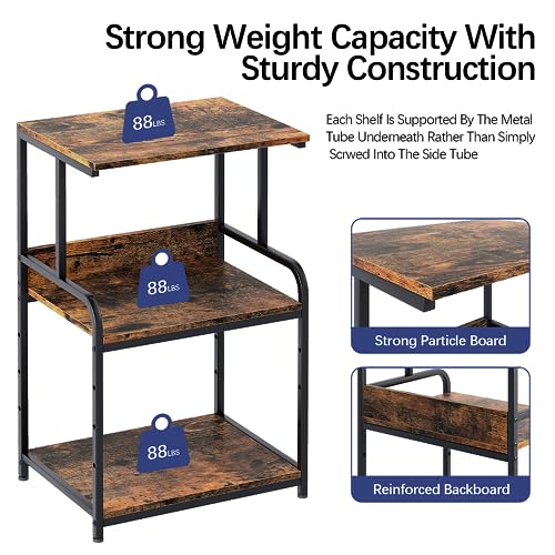 Arbuxzuy Printer Stand with Storage Shelf,3 Tier Printer Cart with Wheels,Mobile Printer Table for Home Office,Stands for Printer Heat Press Scanner Fax,Industrial Style (Brown) - Thumbnail 7
